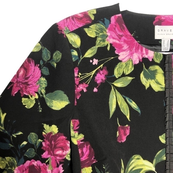 𝅺New Susan Graver Printed Stretch Jacket Floral NWOT - Picture 4 of 11